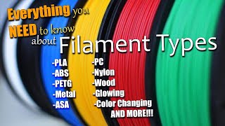 All the Different 3d printing Filaments Explained [upl. by Delmore]