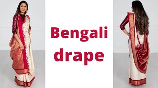 Bengali Drape  How to wear Saree for Beginners  Easy Saree Draping Tutorial  Tia Bhuva [upl. by Ikila]