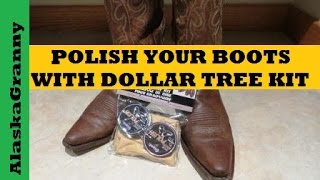 How to Shine and Polish Boots Dollar Tree Shoe Shine Kit [upl. by Firestone]