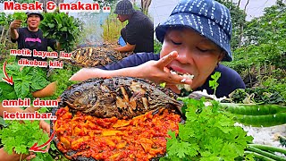 CARI BAYAM LIAR amp DAUN KETUMBAR DIKEBUN KIKI BAKAR IKAN BIKIN SAMBAL DAN MAKAN [upl. by Grube710]