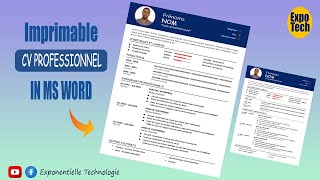 Modèle de Cv Professionnel avec Word 2 [upl. by Aneloj863]