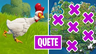 PLANER SUR 20 M EN TENANT UNE POULE EMPLACEMENTS QUETE EPIQUE SEMAINE 3 FORTNITE 2 SAISON 7 [upl. by Aeht440]