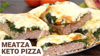 LowCarb Keto Meatza Pizza Recipe [upl. by Ayikur]