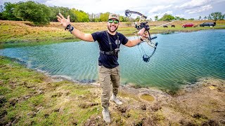 BowFishing FARM Pond For Giant Tilapia Fish shooting 50yards [upl. by Nahtanhoj]