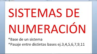 Sistemas de numeración Pasaje entre distintas bases [upl. by Noirad]