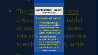 Disintegration test  DT interview preparation chemistry disintegration [upl. by Kumar]