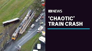 Police hunt driver of stolen van that caused chaotic Kembla Grange train crash  ABC News [upl. by Dranreb]