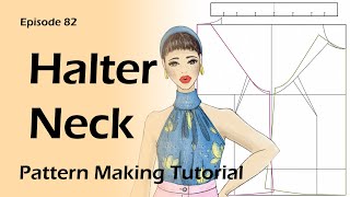 How To Draft Halter Neck Blouse Pattern Making Tutorial [upl. by Hsuk]