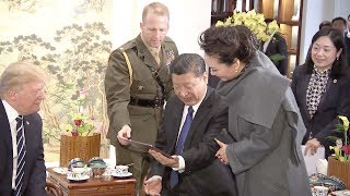 Trump shows Xi and Peng video clips of his granddaughter singing Chinese songs [upl. by Fonsie]