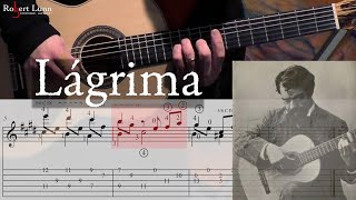 LAGRIMA  Francisco Tarrega  with TAB  Fingerstyle Guitar [upl. by Manup]