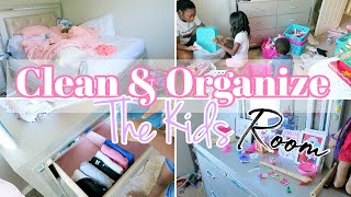 CLEAN THE KIDS ROOM WITH ME  Organize and Declutter The Kids Room  Lets Clean Together [upl. by Latsyrc]