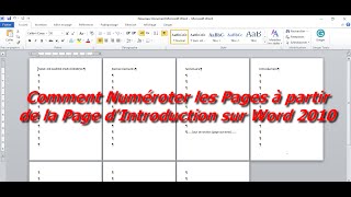 COMMENT NUMEROTER LES PAGES EN COMMENÇANT PAR LA PAGE DINTRODUCTION SUR WORD [upl. by Enneiluj]