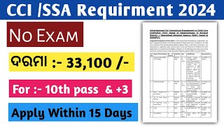 New Job Odisha 2024  CCASSA Vacancy details [upl. by Ibbie999]