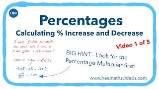 PERCENTAGES 1  Dealing with percentage increase and decrease [upl. by Amhser62]