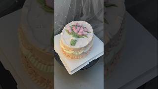 প্যালেট নাইফ দিয়ে কেক ডেকোরেশন  pallette knife floral painting cake cake shorts cakedecorating [upl. by Afrikah422]