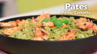 Pâtes aux crevettes crème fraîche et sauce pesto [upl. by Ham]