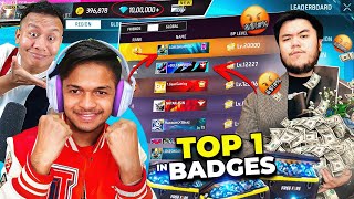 1 Million Likes Challenge Global Top 1 in Badges Begun 🔥 Lokesh Gamer  Free Fire Max [upl. by Kenway]