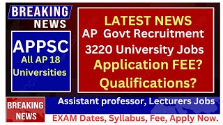 Wow Good News AP Assistant Professor Jobs Application Fee Syllabus amp Exam Pattern [upl. by Omolhs]