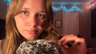 asmr  repeating quotrelaxquot with face brushing and tongue clicking 🌙 [upl. by Avilys]