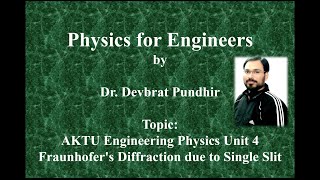 AKTU Engineering Physics Unit 4 Fraunhofers Diffraction due to Single Slit [upl. by Harrat557]