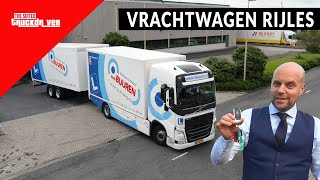 Vrachtwagen RIJLES CE Bakwagen aanhanger CE examen Trailer koppelen amp docken achteruit rijden [upl. by Burck]