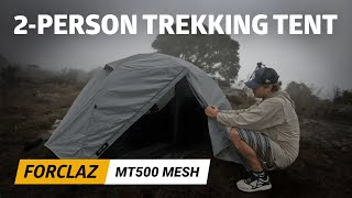 Foggy Day Tent Setup and Review Dome Trekking Tent  2 Person  FORCLAZ MT500 Mesh [upl. by Ecnerret]