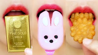 ASMR Gold Yakgwa Desserts mukbang 이모티콘 입술 먹방 Emoji Challenge Eating Sound [upl. by Einotna13]