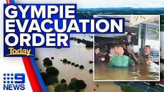 Hundreds of people flee homes in Gympie amid mass flooding  9 News Australia [upl. by Maillliw]