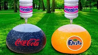 Experiment Giant Coca Cola Balloon  Giant Fanta Balloon VS Mentos [upl. by Redep]