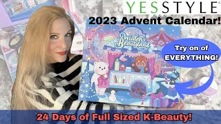 Yesstyle Advent Calendar 2023 Unboxing amp Tryon of EVERYTHING Included [upl. by Ewart]