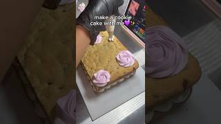 My first cookie cake How do you think it turned out💜 cookiecake decoratewithme chocolatechip [upl. by Ttcos]