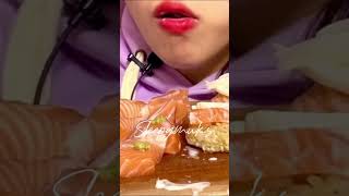 asmr salmon sushi  QLOVE12 mukbang eating sounds shorts [upl. by Simmonds]