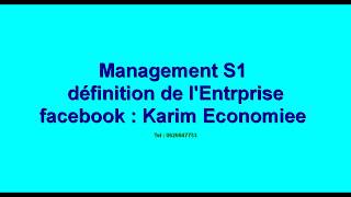 Management S1  Définition de lEntreprise [upl. by Docila]