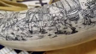 My scrimshaw work on my first Large Powder horn [upl. by Paloma375]