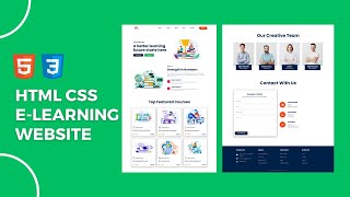 Build a complete Elearning website using HTML and CSS [upl. by Alenairam]