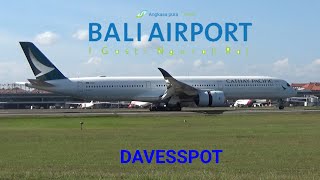 BALI PLANE SPOTTING takeoffs amp landings including Cathay Pacific A3501000 [upl. by Harriott]