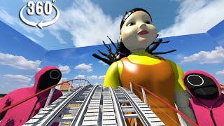 🔴VR 360° Can you survive Squid Game red light green light Roller Coaster [upl. by Gerrard660]