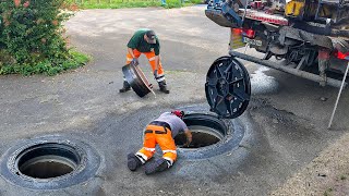 Crazy German Technology to Repair Massive Street Manholes [upl. by Ryun356]