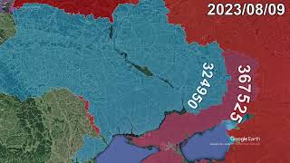 Russian Invasion of Ukraine Every Day to February 1st 2024 using Google Earth [upl. by Nilram735]