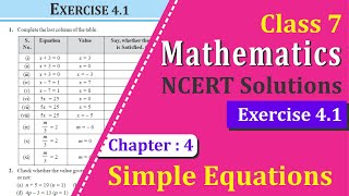 NCERT Solutions for Class 7 Maths Chapter 4 Exercise 41 [upl. by Ayaladnot134]