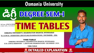 🚨🚨OSMANIA UNIVERSITY DEGREE 1ST SEMESTER TIME TABLES RELEASED 🚨 COMPLETE DETAILS EXPLANATION 🚨 [upl. by Stoops396]