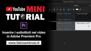 32  Adobe Premiere Pro come inserire i sottotitoli nei video [upl. by Leunam]