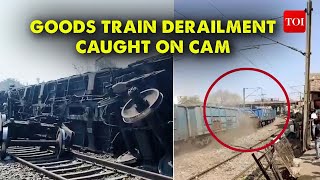 Live Train Accident Caught on Camera  Goods train derails near Sarai Rohilla station in Delhi [upl. by Hcab]