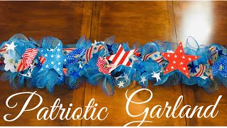 Easy amp Inexpensive Patriotic Garland Centerpiece Doorswag [upl. by Trimmer]