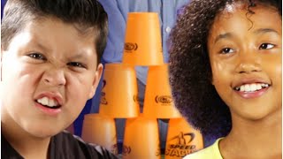 Kids Try The Cup Stacking Challenge [upl. by Aniaz]