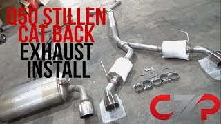 Infiniti Q50 VR30 Stillen Cat Back Exhaust Install  Sound  Dyno [upl. by Notaek599]