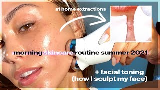 summer morning skincare routine 2021 at home extractions  facial toning  Roxette Arisa [upl. by Nivri194]