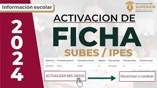 ACTIVACIÓN DE FICHA SUBES PARA UNIVERSIDADES PÚBLICAS CONVOCATORIA 2024 PRÓXIMAMENTE ✅️ [upl. by Nerha]