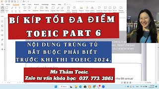 BÍ KÍP MAX ĐIỂM TOEIC PART 6  CẬP NHẬT ĐỀ TOEIC THÁNG 3 2024  MS THẮM TOEIC [upl. by Urbai79]