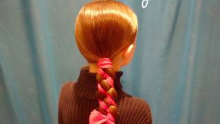 Candy Cane Braid Ribbon Hairstyles [upl. by Asssilem640]